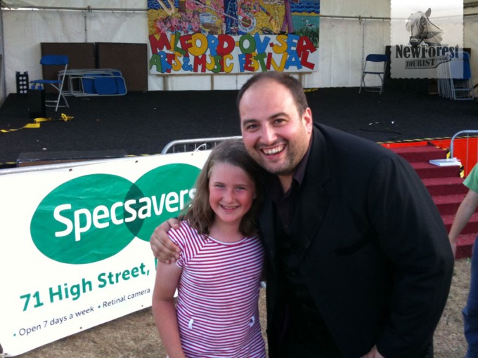 Wynne Evans after a Three Tenors performance, with fan